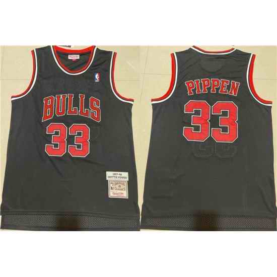 Men Chicago Bulls 33 Scottie Pippen Black 1997 98 Throwback Stitched Jersey